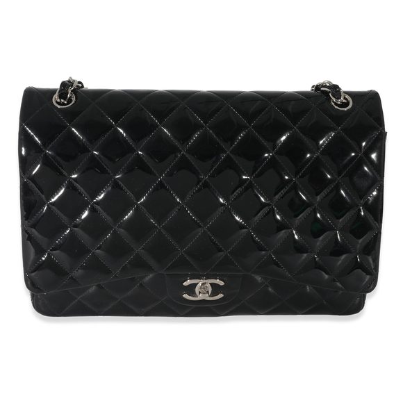 Chanel Black Quilted Patent Leather Classic Maxi Flap Bag - Picture 1 of 7